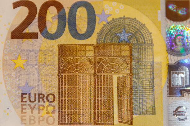 两百欧元钞票的微距镜头图片下载