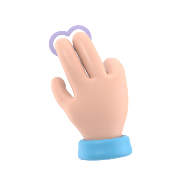 卡通手势图标模型。触摸屏手势线图标。3D插图双手触摸按钮卡通人物手。白色背景上的3D渲染。图片下载