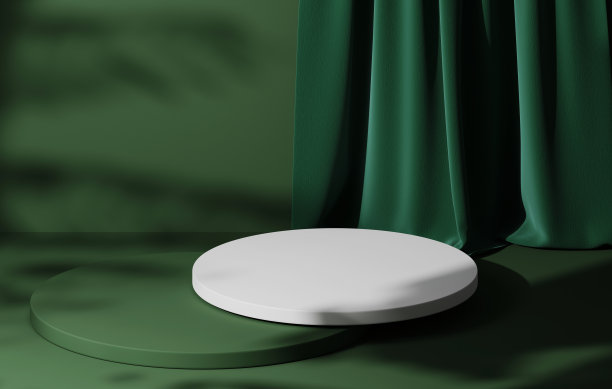 在绿色背景的窗帘上，展示了树叶的阴影图片下载