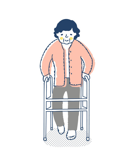 一位老妇人拄着助步器走路图片下载