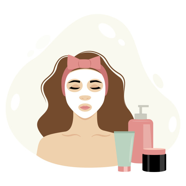 矢量插图的一个女孩与面部注射注射器和药瓶。图片下载