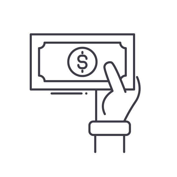 现金钱线图标，轮廓符号，矢量插图，概念符号图片下载