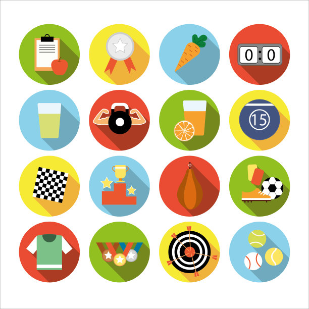 一套扁平的运动图标图片下载
