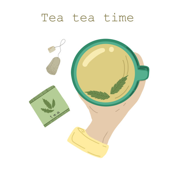 绿茶加薄荷，放在黄杯子里图片下载