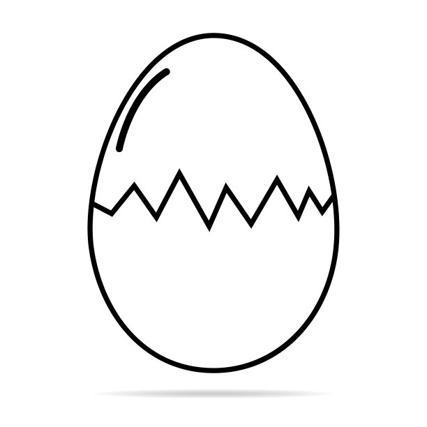 破碎的鸡蛋图标与阴影，贝壳复活节符号，健康的自然食品，矢量插图，农场有机蛋白质图片下载