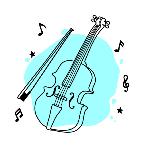 小提琴涂鸦手绘素描乐器。图片下载