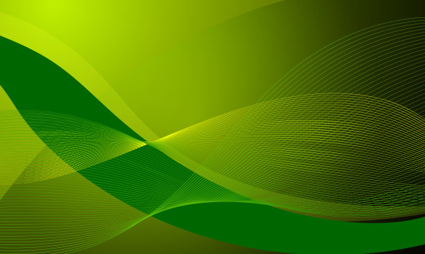 绿色黄色金色曲线波抽象背景图片下载
