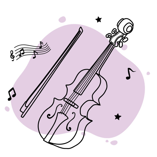 小提琴涂鸦手绘素描乐器。图片下载
