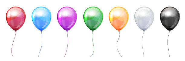设置彩色氦气飞气球隔离，收集气球-股票矢量图片下载