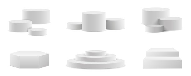 拟真领奖台：圆形舞台和阶梯3D模板素材图片下载