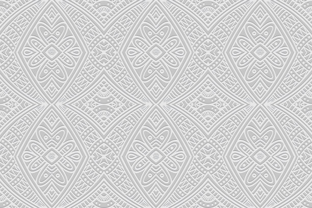 浮雕白色背景，封面设计。几何异域3d图案，压纸，皮革，复古装饰艺术。波西米亚风格，手工制作的民族主题。东方，亚洲，印度，墨西哥，阿兹特克人的传统。图片下载