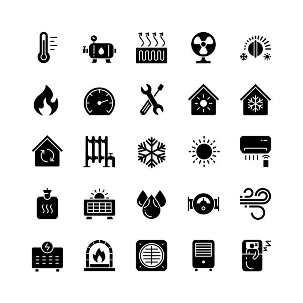 加热和冷却图标设置图片下载