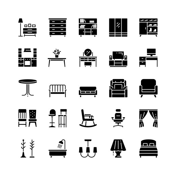 家具和家居装饰图标集图片下载