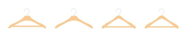 设置彩色衣服衣架矢量图标。衣帽间或衣柜的木制衣架。挂在外套、衬衫或西装上。图片下载