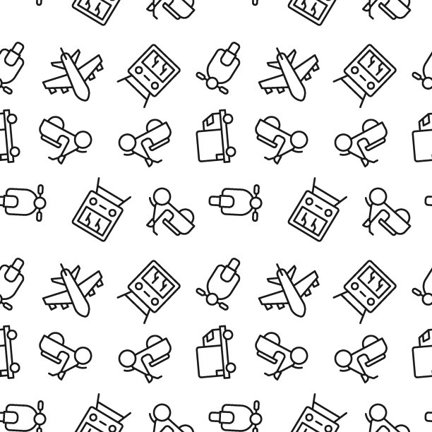 无缝单色重复模式的助力车，火车，飞机图片下载