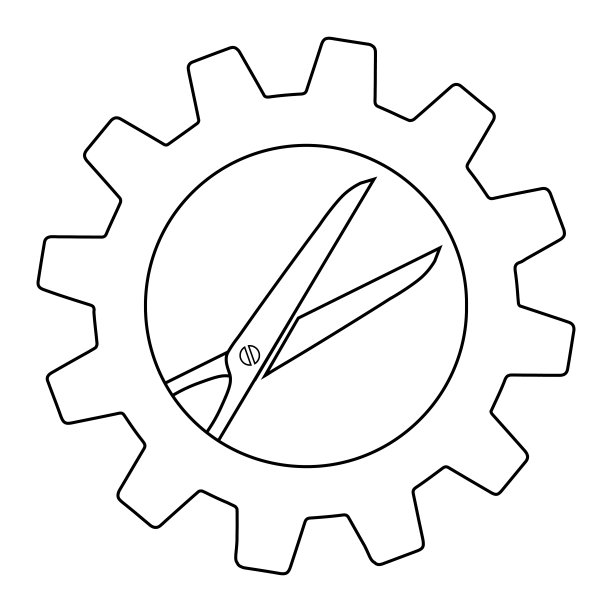剪刀在齿轮图标或标志隔离标志符号说明图片下载