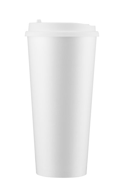 白色一次性咖啡杯隔离在白色背景与剪辑路径。真实的照片。纸。图片下载