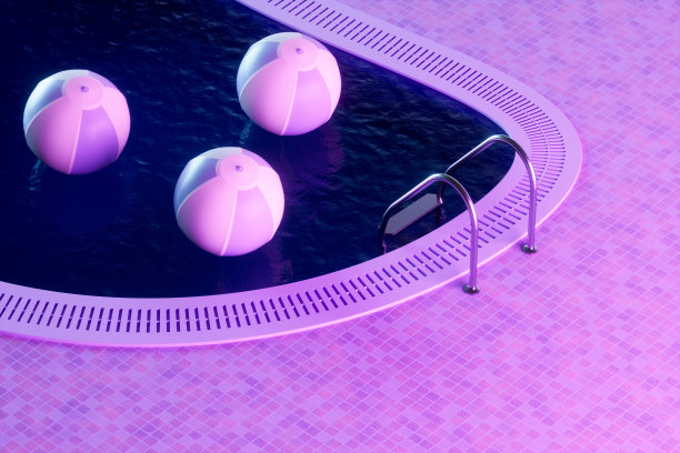 游泳池，暑假背景，霓虹灯照明图片下载