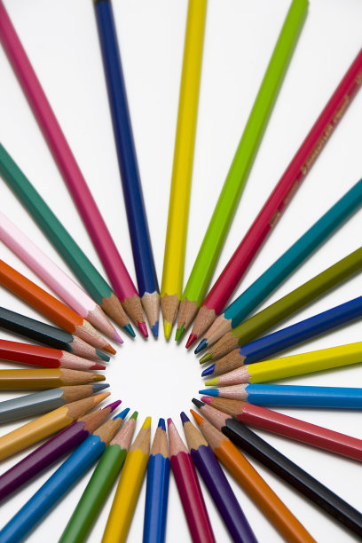 多色铅笔，圆形图片下载