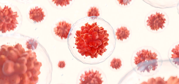 人类细胞或胚胎干细胞显微镜背景的3D渲染图片下载