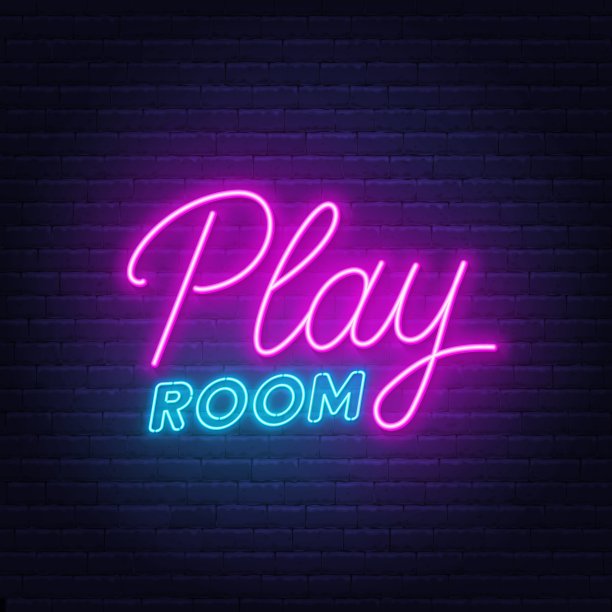 游戏室霓虹灯墙背景。图片下载