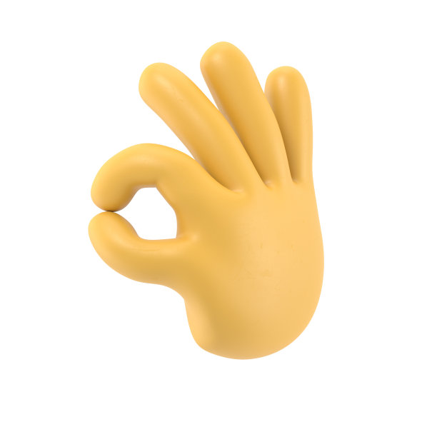 卡通手势图标模型。卡通人物商人的手势:好的。白色背景上的3D渲染。图片下载