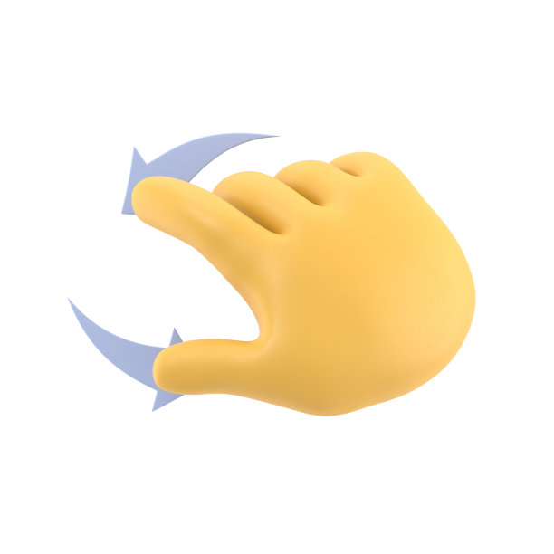 卡通手势图标模型。触摸屏手势线图标。3D插图双手向左滑动卡通人物手。白色背景上的3D渲染。图片下载