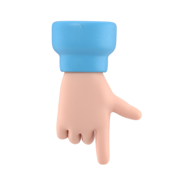 卡通手势图标模型。卡通人物的手指手势。白色背景上的3D渲染。图片下载
