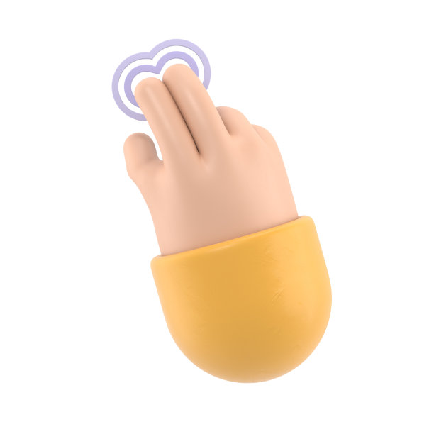 卡通手势图标模型。触摸屏手势线图标。3D插图双手触摸按钮卡通人物手。白色背景上的3D渲染。图片下载