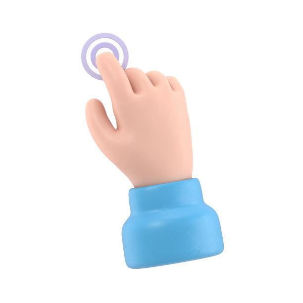 卡通手势图标模型。3d插图手触摸按钮卡通人物手。白色背景上的3D渲染。图片下载