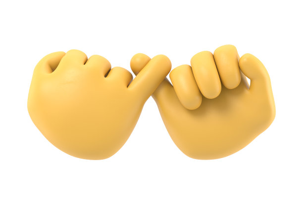 卡通手势图标模型。承诺友谊图标手指值得信赖。用小手指握拳。签名宣誓合作，白底3D渲染。图片下载