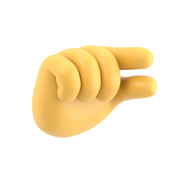 卡通手势图标模型。3d渲染的卡通人物手。弹性手握手势与手指之间的空白，三维渲染在白色背景。图片下载
