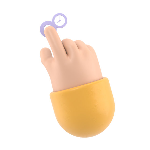 卡通手势图标模型。3d插图手触摸按钮卡通人物手。白色背景上的3D渲染。图片下载
