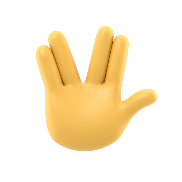 卡通手势图标模型。张开，伸出五指，表示问候。白色背景上的3D渲染。图片下载