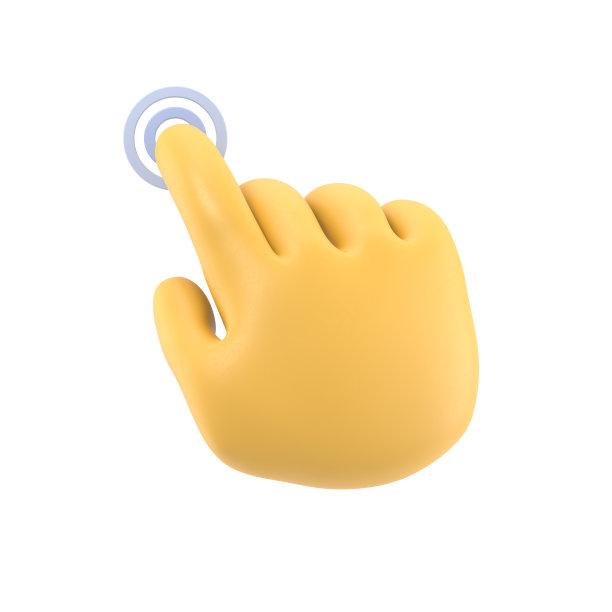 卡通手势图标模型。3d插图手触摸按钮卡通人物手。白色背景上的3D渲染。图片下载