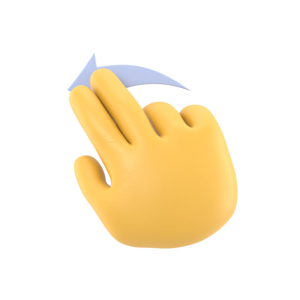 卡通手势图标模型。触摸屏手势线图标。3D插图双手向左滑动卡通人物手。白色背景上的3D渲染。图片下载