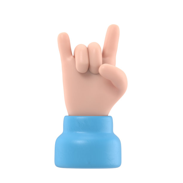 卡通手势图标模型。卡通人物的手在手势上摇摆。白色背景上的3D渲染。图片下载