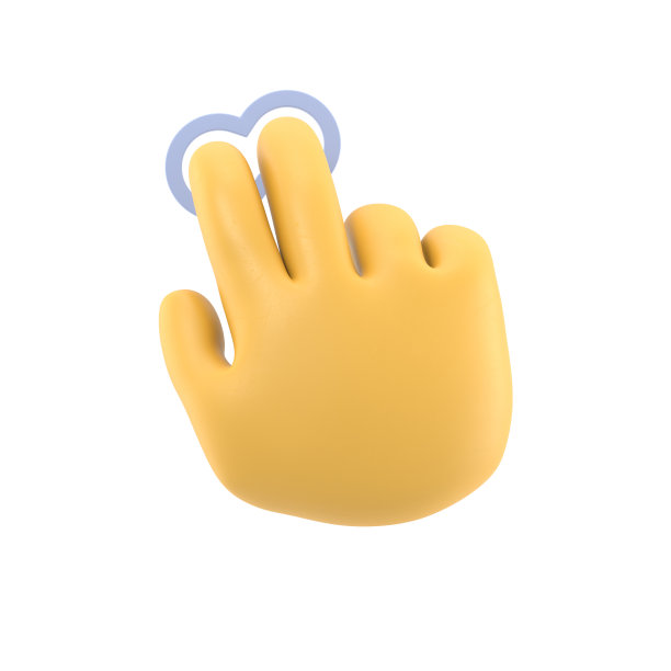卡通手势图标模型。触摸屏手势线图标。3D插图双手触摸按钮卡通人物手。白色背景上的3D渲染。图片下载