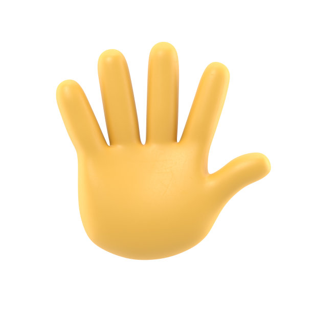 卡通手势图标模型。张开，伸出五指，表示问候。白色背景上的3D渲染。图片下载