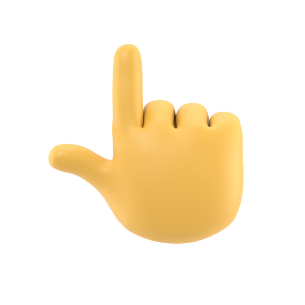 卡通手势图标模型。卡通人物的手指手势。白色背景上的3D渲染。图片下载
