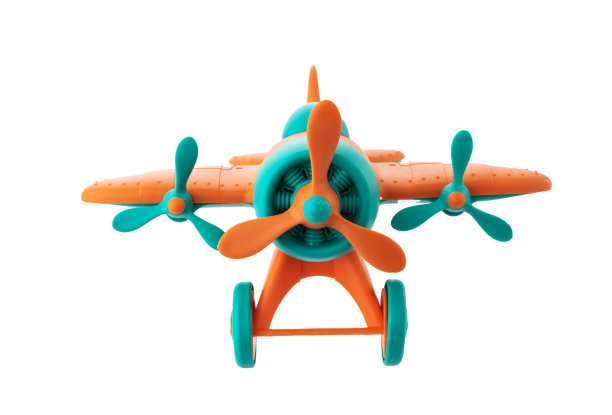 彩色塑料飞机玩具儿童隔离在白色背景图片下载