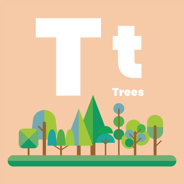 可爱的孩子ABC字母抽认卡单词与字母T图片下载