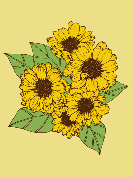 绚丽花卉树叶边框装饰花卉背景扁平矢量插画图片下载