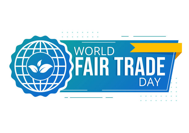 世界公平贸易日插图与规模数字，气候正义和地球经济在平面卡通手绘的登陆页模板图片下载