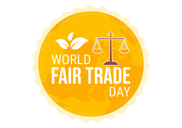 世界公平贸易日插图与规模数字，气候正义和地球经济在平面卡通手绘的登陆页模板图片下载