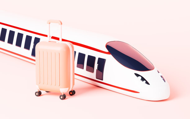 白色背景的卡通高速列车和干线，3d渲染。图片下载