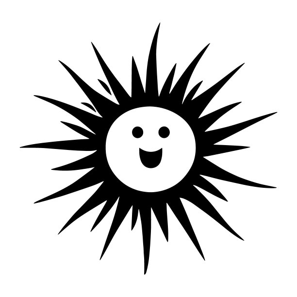 手绘幸福的微笑太阳孤立在白色背景上。矢量插图，涂鸦风格图片下载