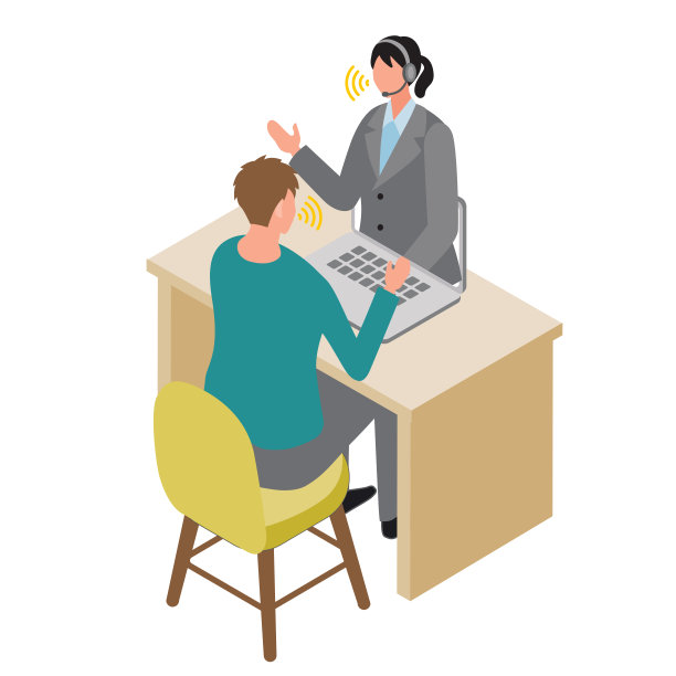 等距-与女接线员在线对话的插图图片下载
