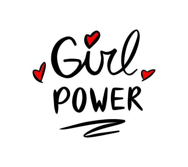 女孩力量励志名言，t恤打印模板。手绘字母短语。图片下载