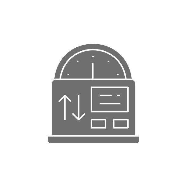 时钟与笔记本电脑，工作时间，兼职工作灰色填充图标。时间管理符号设计。图片下载